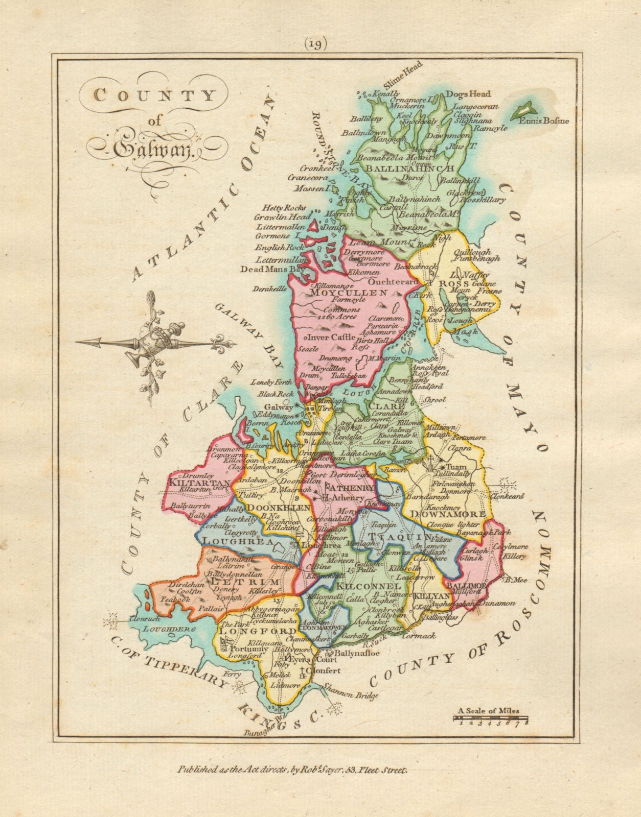 County of Galway, Connaught. Antique copperplate map by Scalé / Sayer 1788
